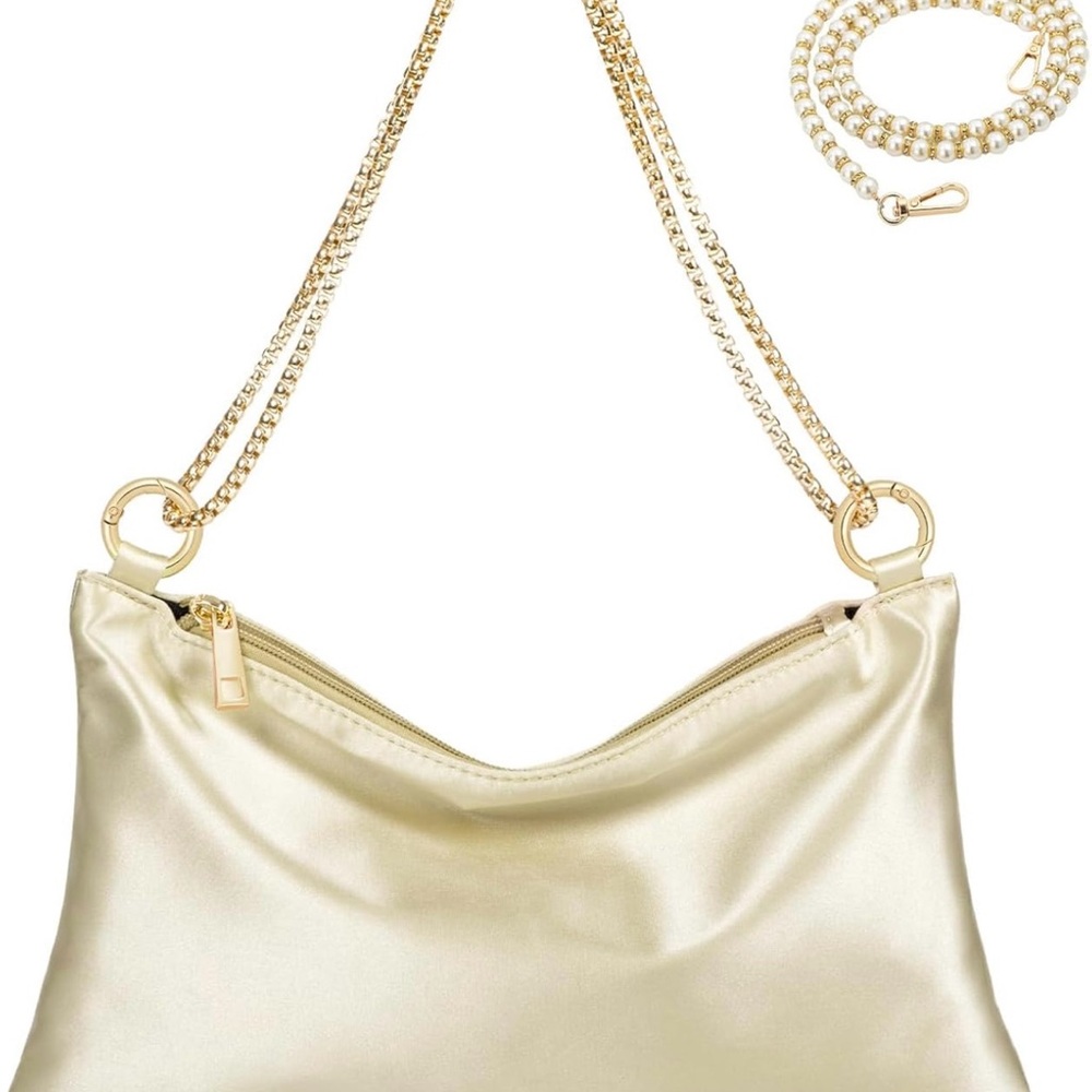 Elegant Champagne Chain Shoulder Bag